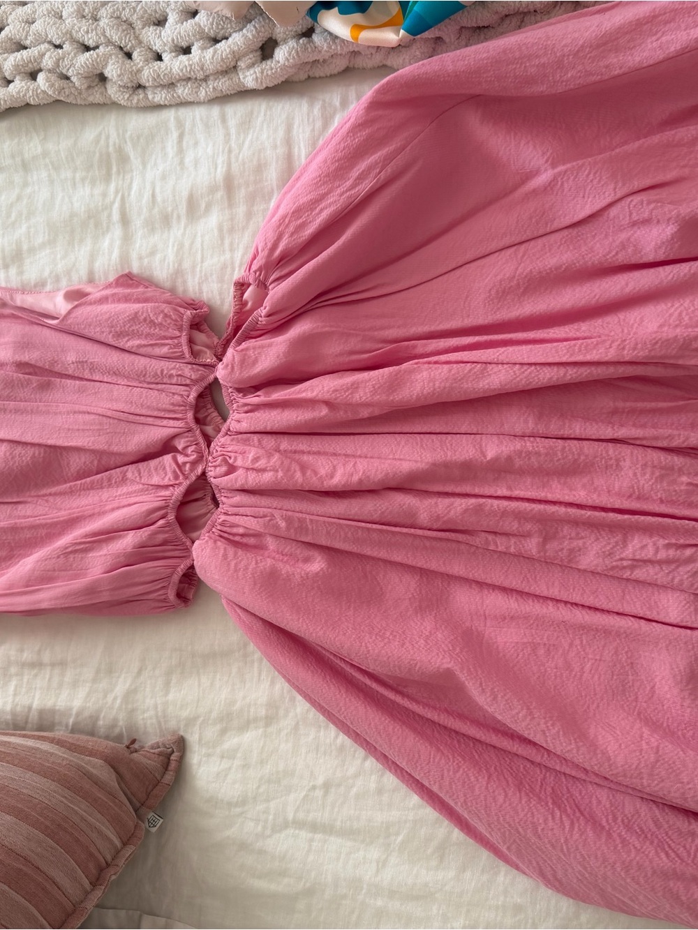 Pink bubble dress with cutout detail